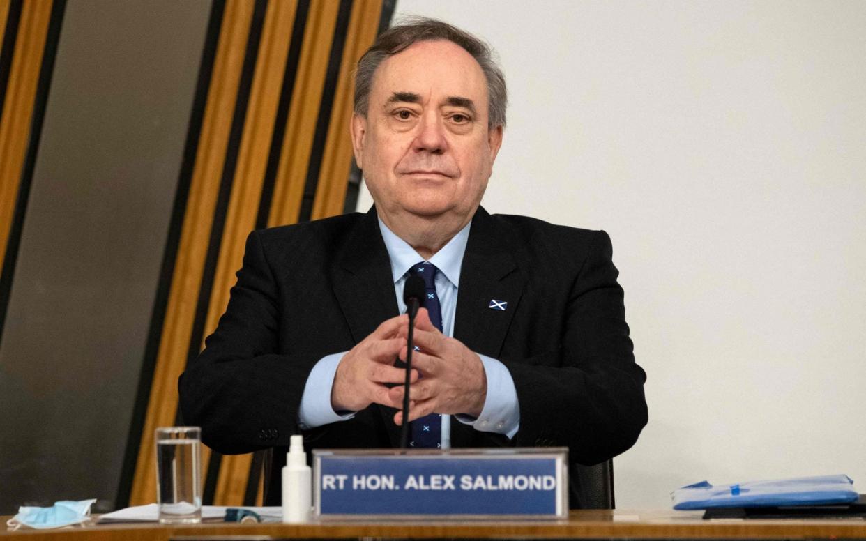 Former Scottish National Party leader and former First Minister of Scotland, Alex Salmond prepares to give his opening statement to The Committee on the Scottish Government Handling of Harassment Complaints at Holyrood  -  AFP