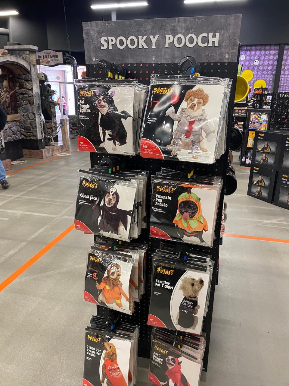 Dog costumes at Spirit Halloween's flagship store.