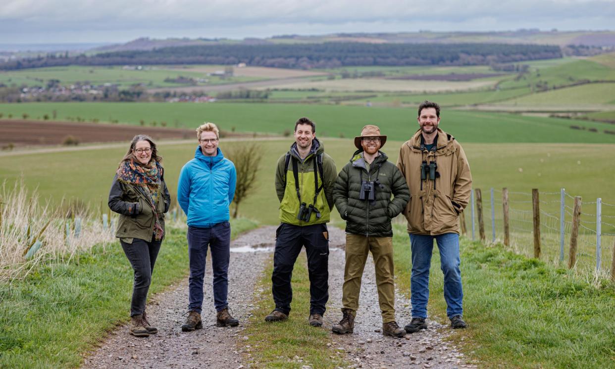 <span>The Restore team on the estate. From left: Nicola Wingfield, Inigo Weston, Matt Collis, Benedict Macdonald and Ross Wingfield. </span><span>Photograph: Sam Frost/The Guardian</span>