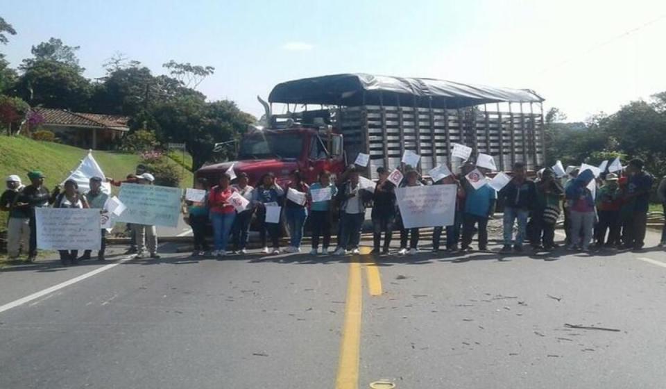 Manifestantes en vía del departamento de Meta/Imagen de Villavo Noticias