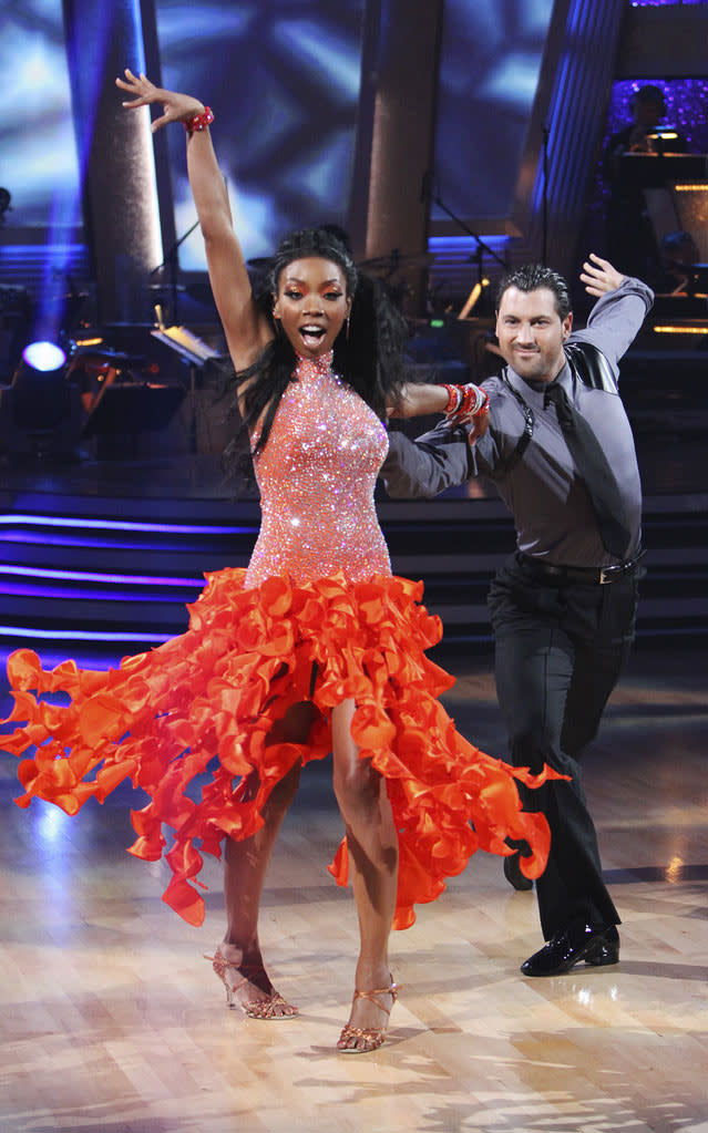 Maksim Chmerkovskiy and Brandy perform on "Dancing with the Stars."