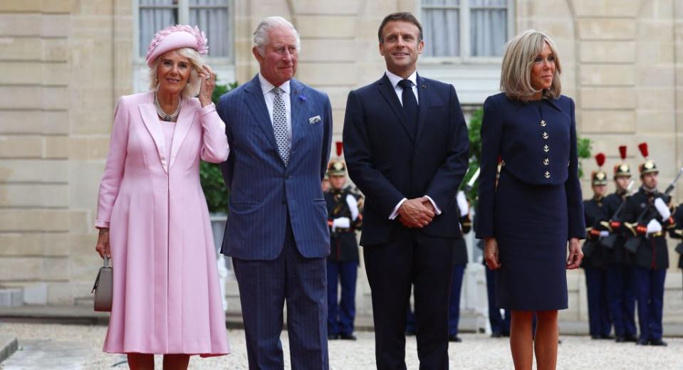 Brigitte Macron, Emmanuel Macron, Queen Camilla and King Charles.