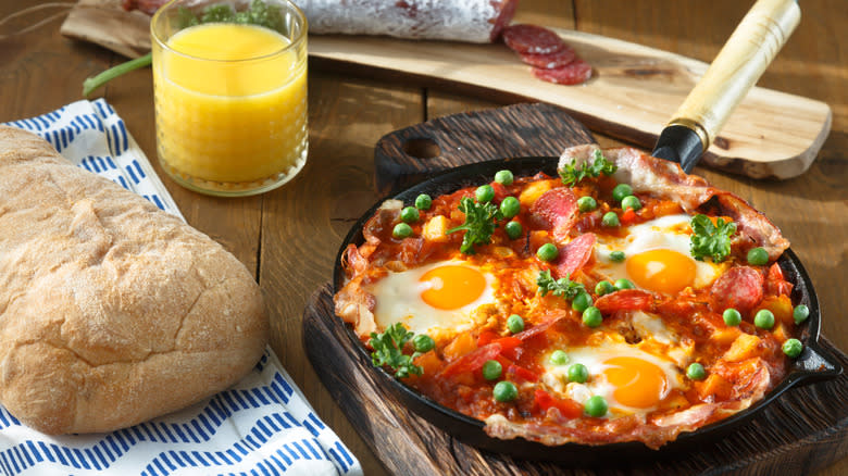 huevos flamencos in a cast iron pan