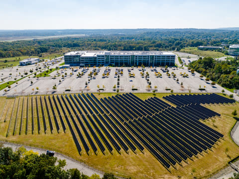 Bayer's new solar panel installation at its main U.S. offices in Whippany, NJ. (Photo: Business Wire)