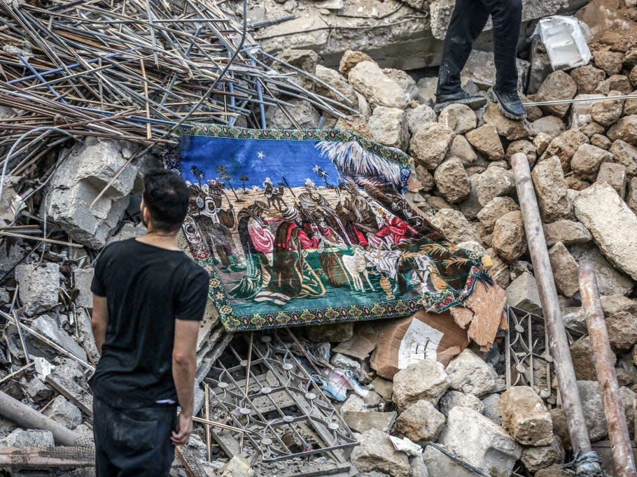 Greek Orthodox Saint Porphyrius Church in Gaza after it was hit by airstrikes