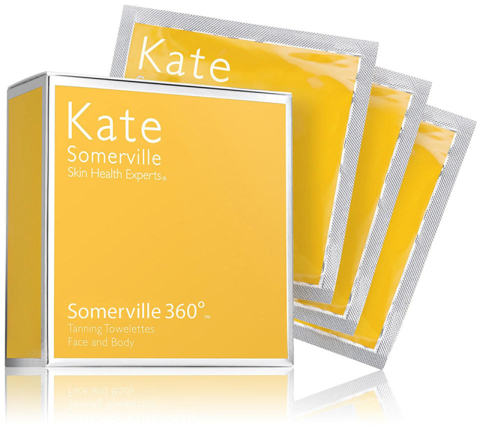 These tanning towelettes are perfect for getting that healthy glow without baking in the sun. Make sure you exfoliate and protect dry areas like your elbows and knees with a moisturizer before using the towelettes. You’ll have a sun-kissed look after just a few hours! Kate Somerville Body Self Tanning Towelettes ($48 for 8)