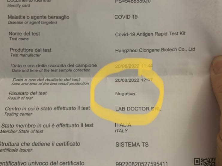 negative covid test paper