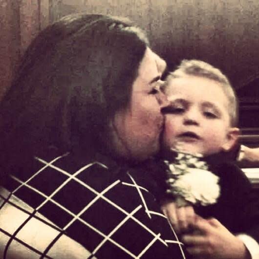 This was the first kiss we had as a family...this was in the court room