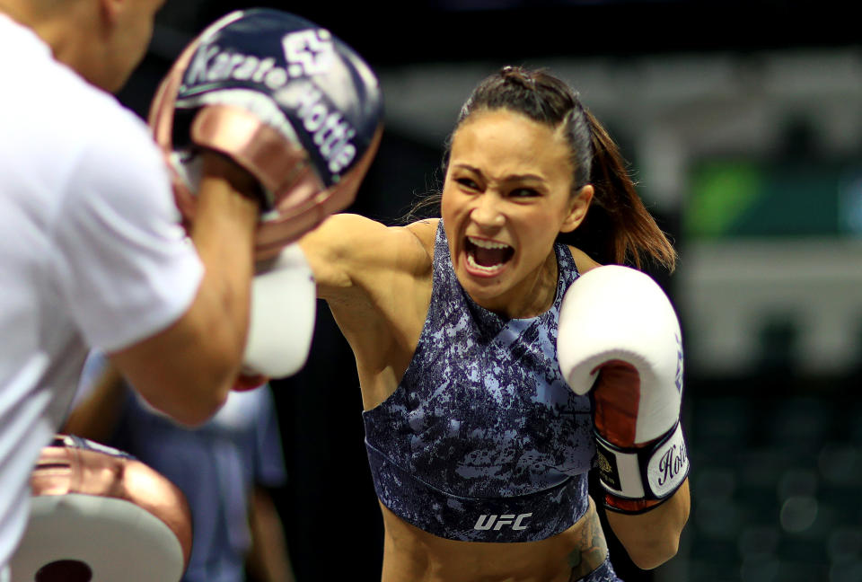 TAMPA, FLORIDA - OCTOBER 09: Michelle Waterson works out ahead of a fight against Joanna Jedrzejczyk on October 12th at Yuengling Center on October 09, 2019 in Tampa, Florida. (Photo by Mike Ehrmann/Zuffa LLC/Zuffa LLC)