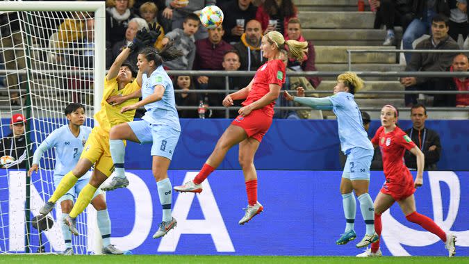 REIMS, FRANCE-JUNE 11: Lindsey Horan of USA in action during the 2019 FIFA Women's World Cup France group F match between USA and Thailand at Stade Auguste Delaune.