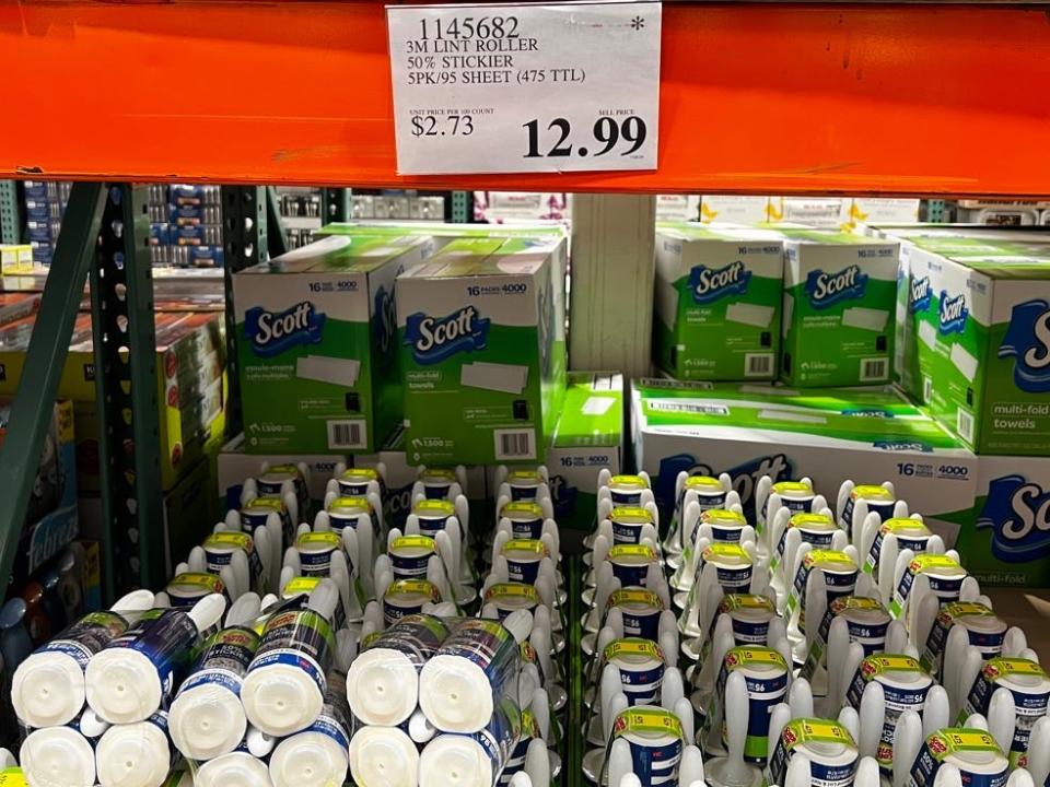 Lint rollers on display at Costco
