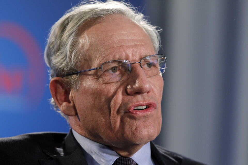 FILE - This June 11, 2012 file photo shows former Washington Post reporter Bob Woodward speaking during an event to commemorate the 40th anniversary of Watergate in Washington. Woodward says top staffers in President Donald Trump’s administration “are not telling the truth” when they deny incendiary quotes about Trump attributed to them in his new book. (AP Photo/Alex Brandon, file)