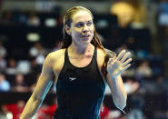 June 25, 2012; Omaha, NE, USA; Natalie Coughlin competes in the finals for the women's 100m butterfly in the 2012 U.S. Olympic swimming team trials at the CenturyLink Center. Mandatory Credit: Andrew Weber-US PRESSWIRE