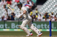 Australia's Marnus Labuschagne bats against the West Indies during their cricket test match in Adelaide, Thursday, Nov. 8, 2022. (AP Photo/James Elsby)