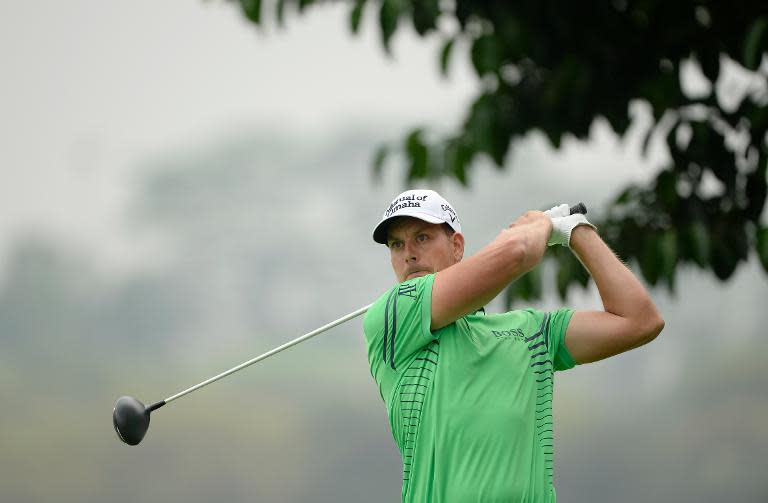 Henrik Stenson during the first round of the Volvo China Open at the Genzon Golf Club in Shenzhen on April 24, 2014