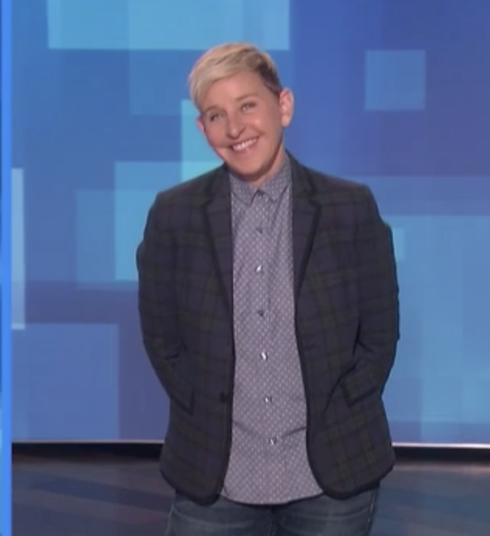 Ellen couldn’t contain her laughter when introducing the clip. Source: Nine