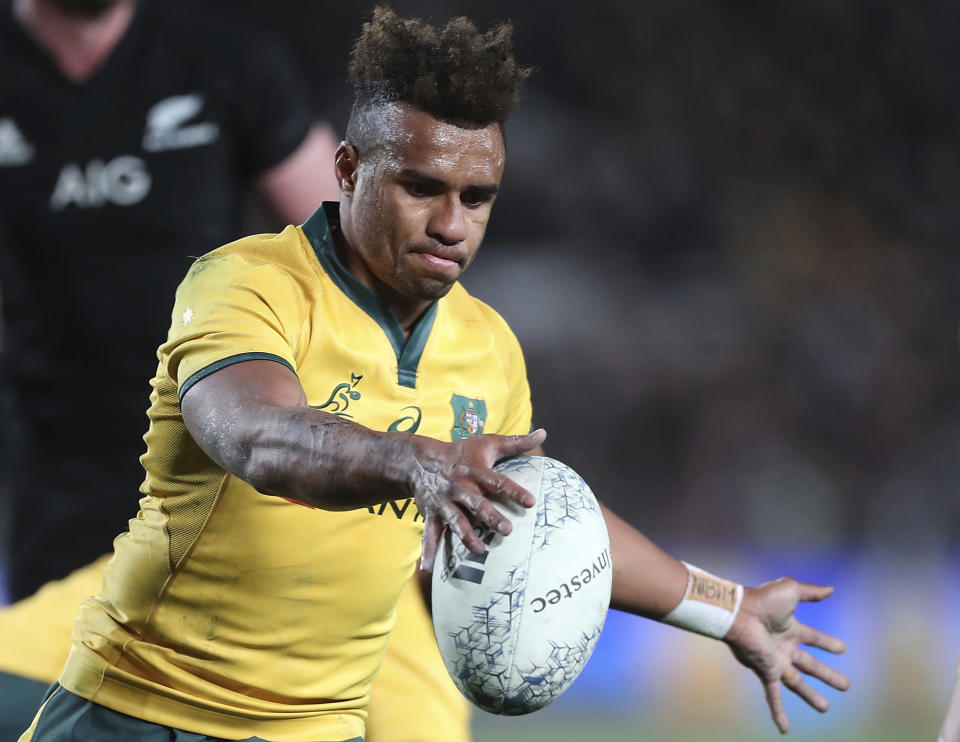 Australia's Will Genia plays in the Bledisloe Cup rugby test match against New Zealand at Eden Park in Auckland, New Zealand, Saturday Aug. 25, 2018. (AP Photo/David Rowland)