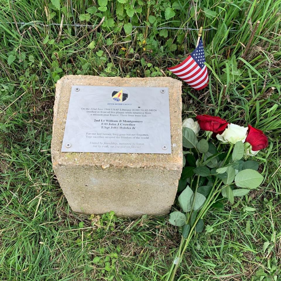 A memorial tablet at the crash site