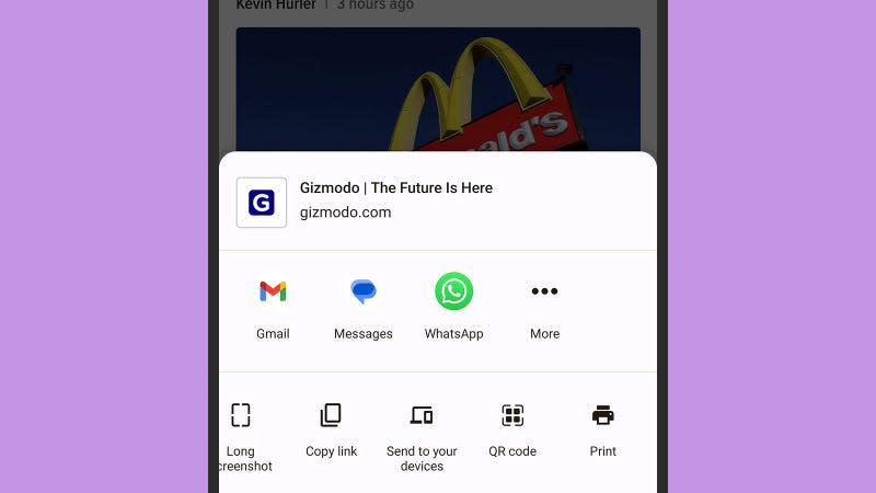 android print from web screenshot