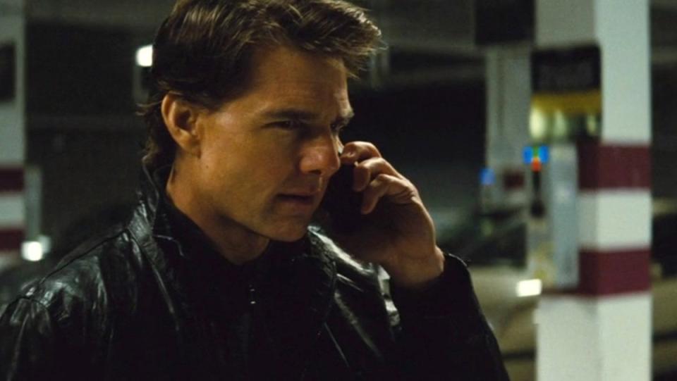 Ethan Hunt on a cellphone in Mission: Impossible - Rogue Nation