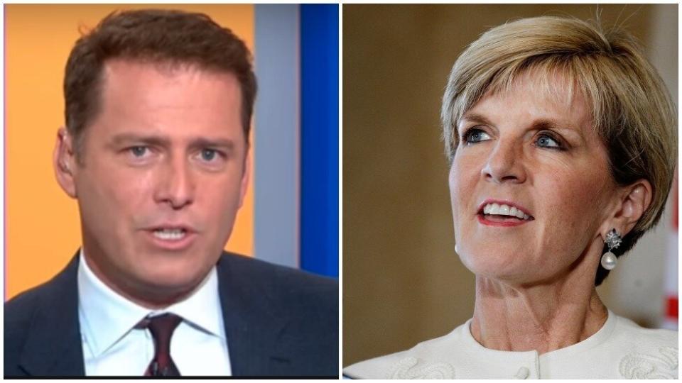 Julie Bishop and Karl Stefanovic are engaged in a new 'battle'. Photo: Channel Nine/Getty Images