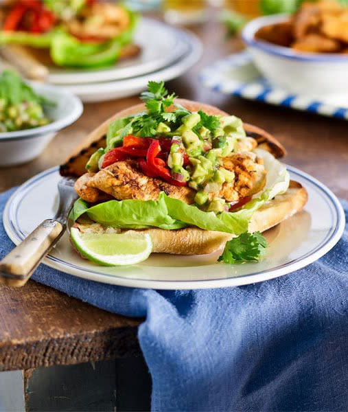 Spice up your life with barbecued chicken marinated in piri-terrific Portuguese seasoning, tucked in crisp grilled ciabatta and topped with a fresh ’n’ fab salsa.<br><br><a rel="nofollow" href="https://au.lifestyle.yahoo.com/better-homes-gardens/recipes/r/16487899/piri-piri-chicken-burgers-with-avocado-salsa-recipe/" data-ylk="slk:RECIPE: Piri-piri chicken burgers with avocado salsa;elm:context_link;itc:0;sec:content-canvas" class="link ">RECIPE: Piri-piri chicken burgers with avocado salsa</a>