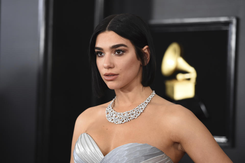 Dua Lipa arrives at the 61st annual Grammy Awards at the Staples Center on Sunday, Feb. 10, 2019, in Los Angeles. (Photo by Jordan Strauss/Invision/AP)