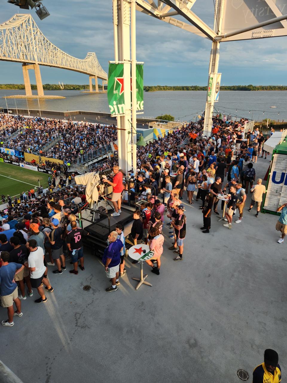 Fans with standing-room only tickets watch Lionel Messi and Inter Miami play Philadelphia Union on Tuesday, Aug. 15, 2023 at Subaru Park.