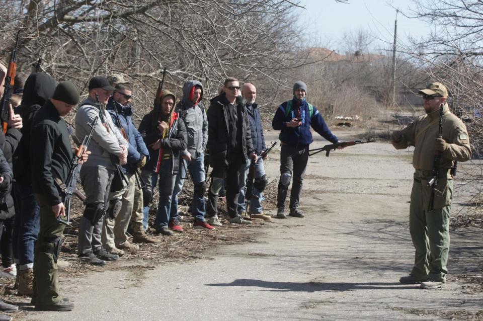 <div class="inline-image__caption"><p>Volunteer civilians receive instructions on how to use an assault rifle in Odessa, Ukraine, on March 23, 2022.</p></div> <div class="inline-image__credit">Vladimir Shtanko/Anadolu Agency via Getty Images</div>