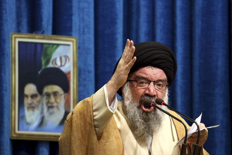 <p>Iranian senior cleric Ahmad Khatami delivers his sermon during Friday prayer ceremony in Tehran, Iran, Friday, Jan. 5, 2018. (Photo: Ebrahim Noroozi/AP) </p>