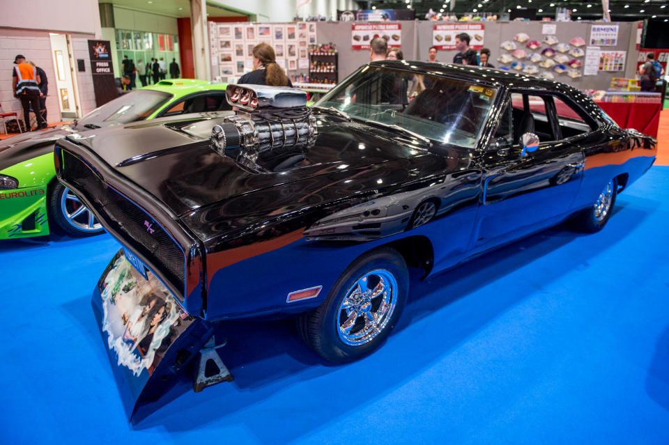 LONDON, ENGLAND - MAY 25:  A 1970 Dodge Charger R/T used on screen by Vin Diesel as the signature car of his character Dominic Toretto in the Fast and The Furious (2001) seen on Day 1 of the MCM London Comic Con at The ExCel on May 25, 2018 in London, England.  (Photo by Ollie Millington/Getty Images)