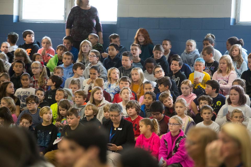 Students at Lord Baltimore Elementary School learn about the dangers of drug use Thursday, Nov. 7, 2019. The program put on by the DEA featured multiple activities to help kids learn the dangers of drugs. The program occurred just weeks after an 11-year-old child unknowingly overdosed on heroin in Millsboro.