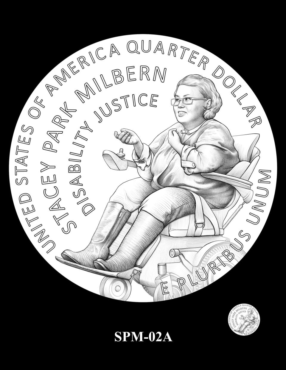 One of the six proposed designs for Stacey Park Milbern's American Women Quarters Program quarter, which will be released in 2025.
