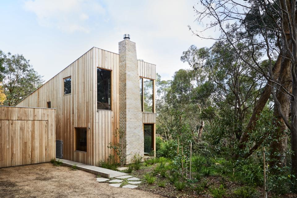 Set beside a nature reserve, the house is deliberately camouflaged among the greenery.