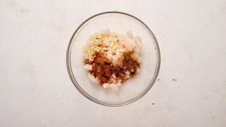 shrimp marinade ingredients in bowl