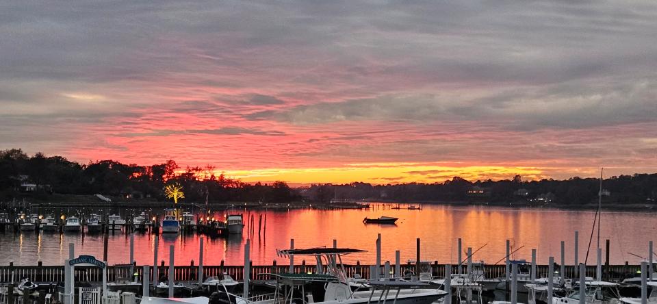 Romantic sunset view at Salt Creek Grille in Rumson.