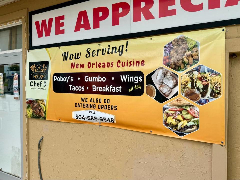 A banner on a dilapidated River Oaks supermarket is the only sign for Always Cooking NOLA, shown on June 1, 2024.