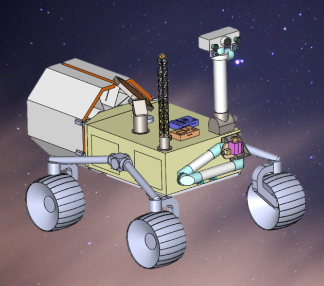 This artist’s conception provides a rough idea of what the Intrepid moon rover would look like. (ASU / First Mode Graphic)