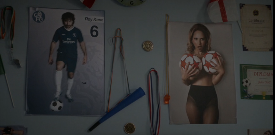 Posters of both Roy and Keeley hang in Jamie's childhood bedroom