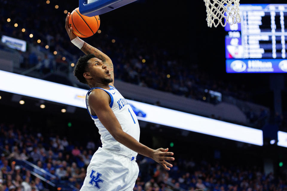 Kentucky Wildcats guard Justin Edwards is a top NBA Draft prospect. (Jordan Prather-USA TODAY Sports)