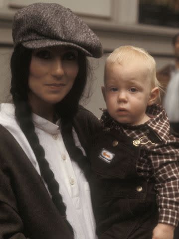 <p>Ron Galella/Ron Galella Collection/Getty</p> Cher and her son Elijah Blue Allman on September 23, 1977