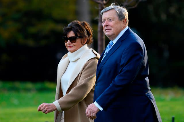 <p>JIM WATSON/AFP via Getty</p> Amalija and Viktor Knavs depart the White House on Nov. 26, 2019