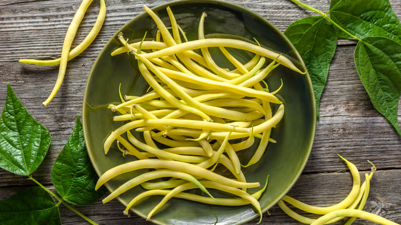 Yellow wax beans on a plate