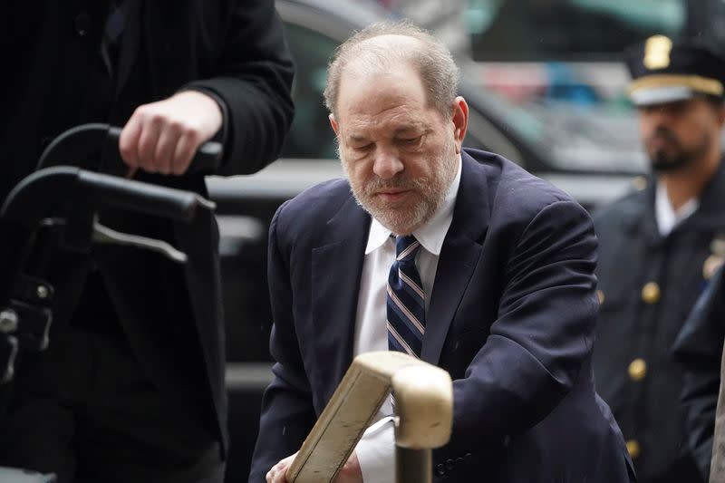 Film producer Harvey Weinstein arrives at New York Criminal Court during his ongoing sexual assault trial in the Manhattan borough of New York City