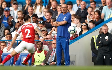 Maurizio Sarri during Chelsea's match with Arsenal - Credit: Action Images via Reuters/John Sibley