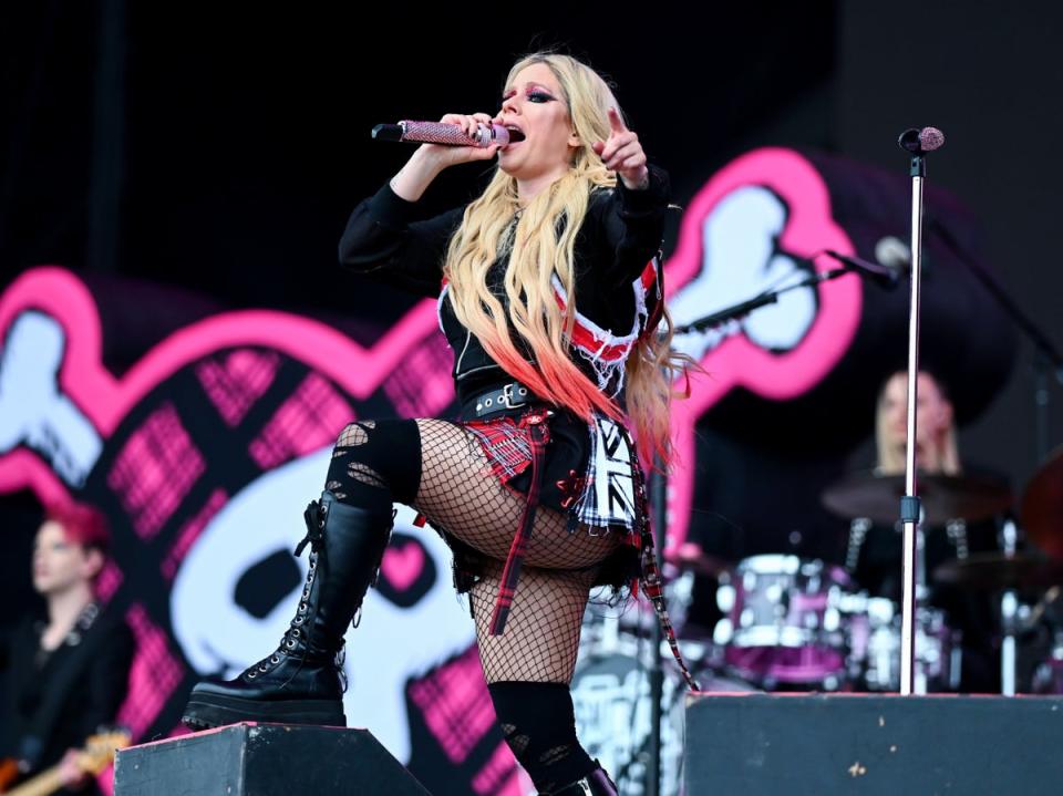 Avril Lavigne kicks up a storm on the Other Stage at Glastonbury Festival 2024 (Getty Images)