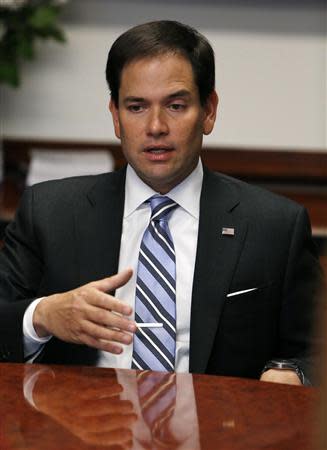 U.S. Senator Marco Rubio (R-FL) is interviewed at the Reuters Health Summit 2014 in Washington April 1, 2014. REUTERS/Gary Cameron