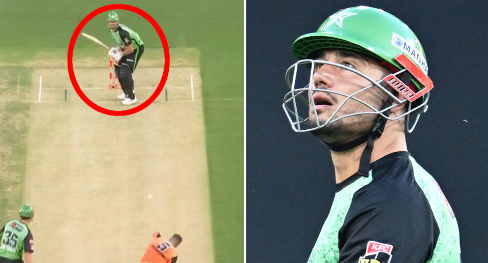 Marcus Stoinis' batting woes continued in the Stars' big defeat to the Scorchers in the BBL. Pic: Fox Cricket/Getty