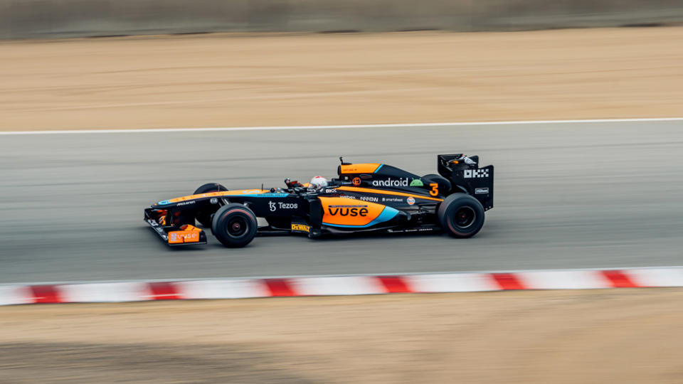 At 82 years of age, Mario Andretti pilots a 2013 McLaren MP4/28A Formula 1 race car around WeatherTech Raceway Laguna Seca.