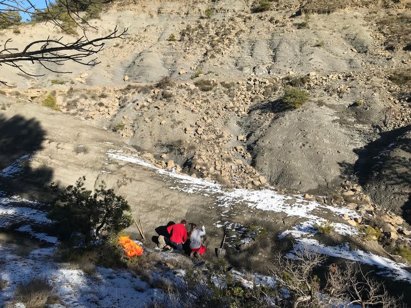 The excavation site where fossils of the large Cretaceous Period sea turtle Leviathanochelys aenigmatica where found in Catalonia